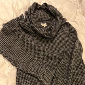 Black & Grey houndstooth cowl neck dress
